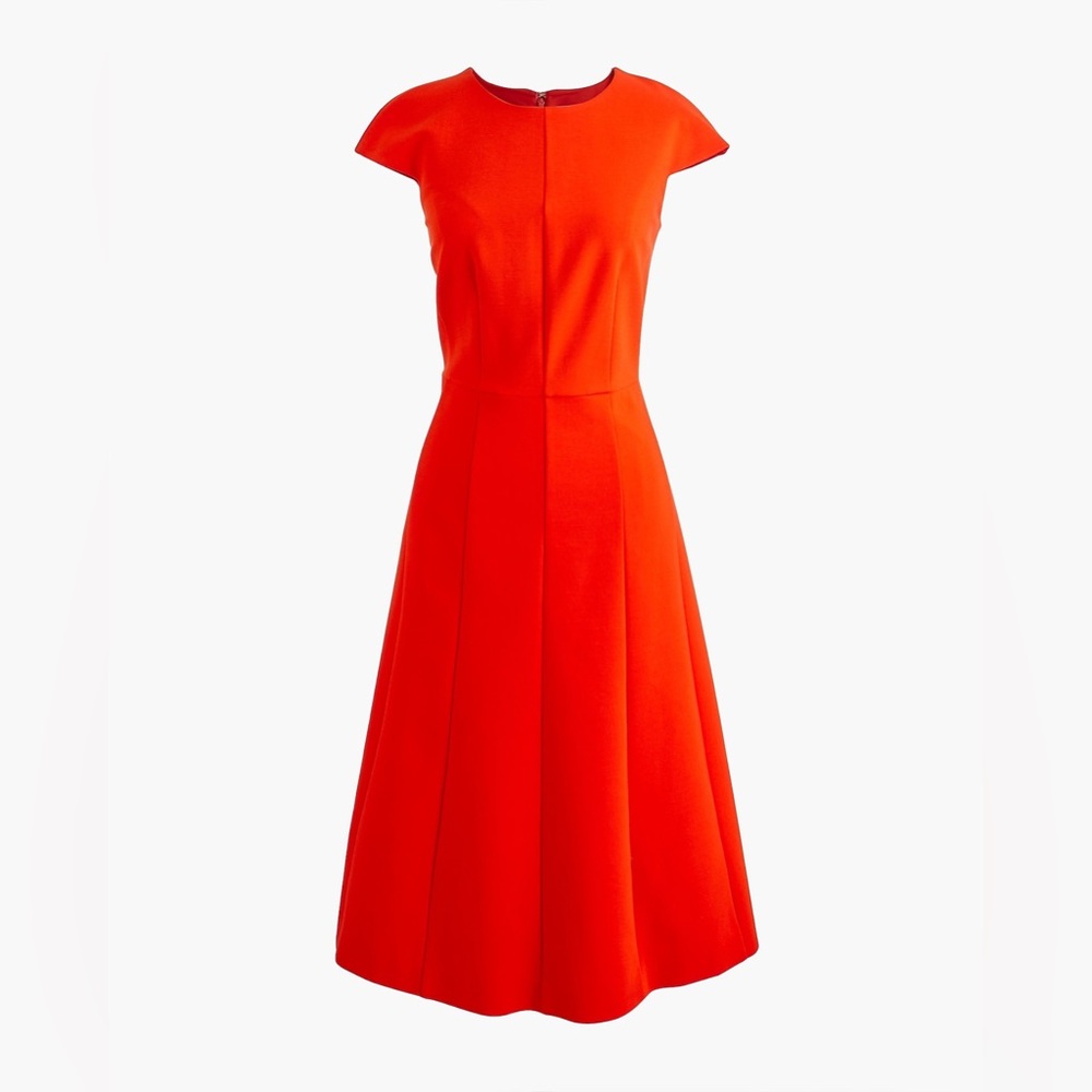 J. Crew Mathilde Red Cap-sleeve Structured Ponte A-line Midi Dress Size 8